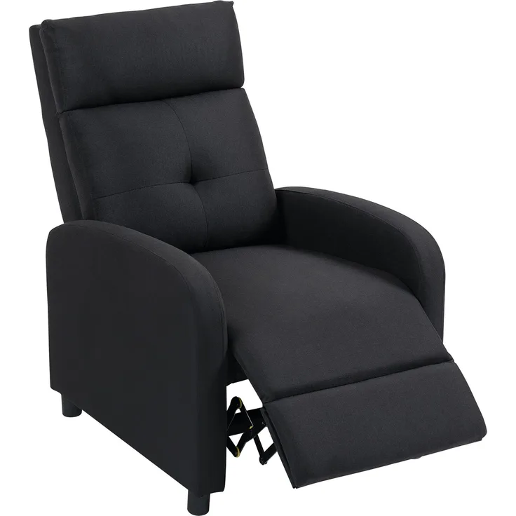 MELAYR, Relaxsessel mit Liegefunktion, ausfahrbares Fußteil, Taschenfederkern, bis 150 kg, Schwarz, 87 x 67 x 98 cm