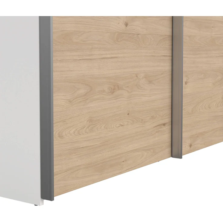 Dmora Kleiderschrank 2 Türen Maurice, Schlafzimmermöbel, Schrank, Garderobe, 150x61 h200 cm, Weiß und Eiche – Bild 6