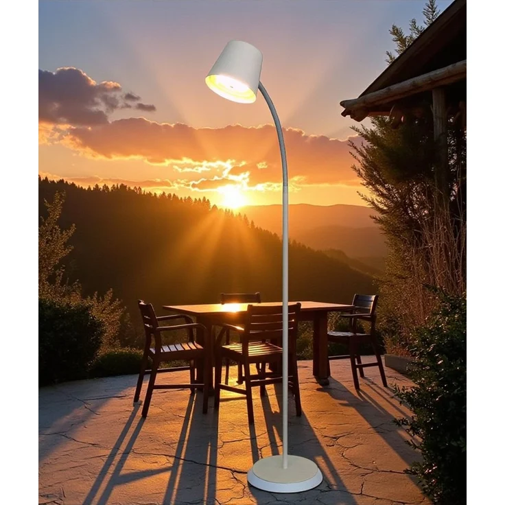TRANGO LED Stehlampe, 1502W Weiß matt – Kabellos & wiederaufladbar – 6W 2700K warmweiß – Stufenlos dimmbar per Touch – IP44 – Akku Standlampe für Innen & Außen – Höhe 125 cm – USB-C Ladekabel 150cm – Bild 2