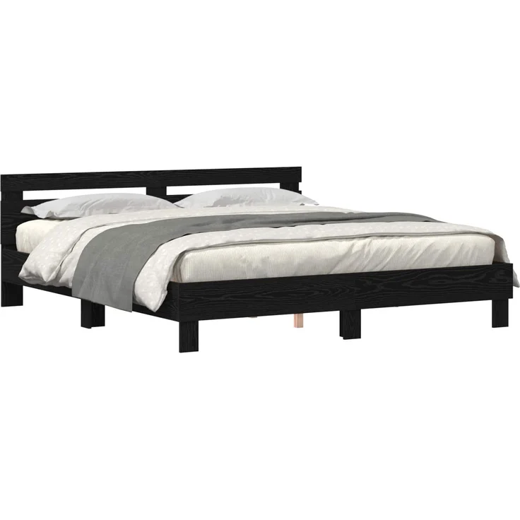 vidaXL Bettrahmen Schwarz Eichen-Optik 180 x 200 cm Holzwerkstoff 3333938 – Bild 2
