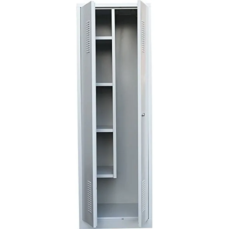 Flügeltürschrank Kleiderschrank Stahl Besenschrank Putzschrank PutzSpind Putzmittelschrank Lichtgrau 510720