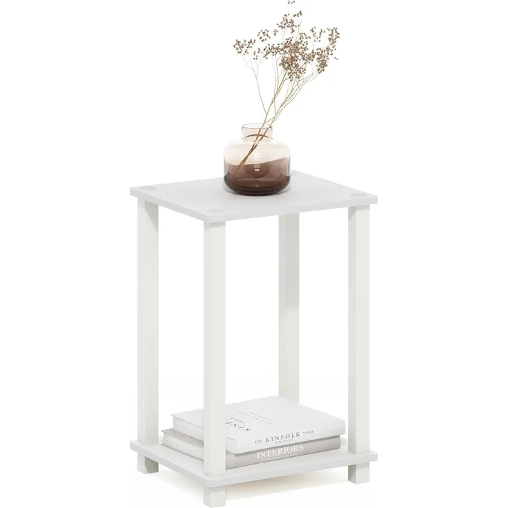 Furinno Simplistic Klein Beistelltisch, Holzwerkstoff, Weiß/Weiß, 1-Pack