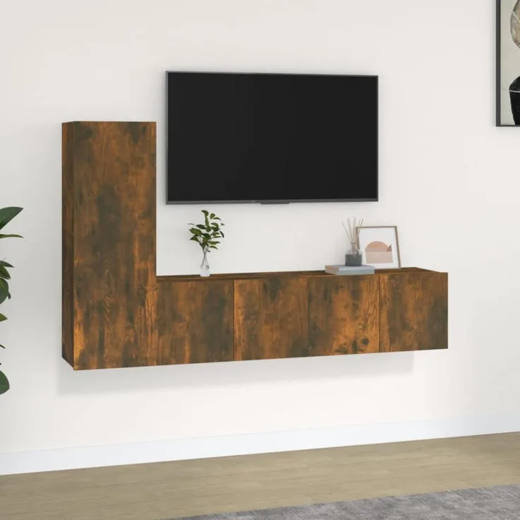 3-tlg. TV-Schrank-Set Räuchereiche Holzwerkstoff [3120257]