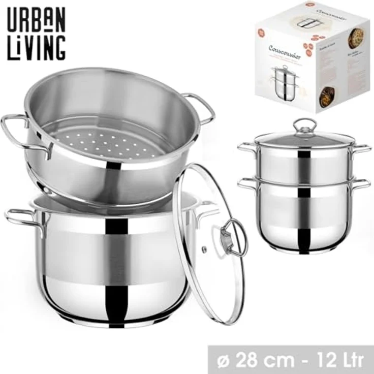 Urban Living 12 Liter Couscous-Topf Ø 28 cm Edelstahl Kochtopf 31322 – Bild 2