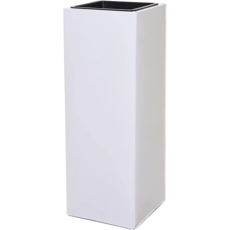 VIVANNO Pflanzkübel Blumenkübel Zink "Block", Weiß 24x24x65 cm (mit Einsatz)