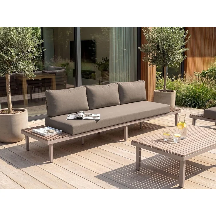 Gartensofa 3-Sitzer FIVIZZANO Akazienholz Beige – Bild 2