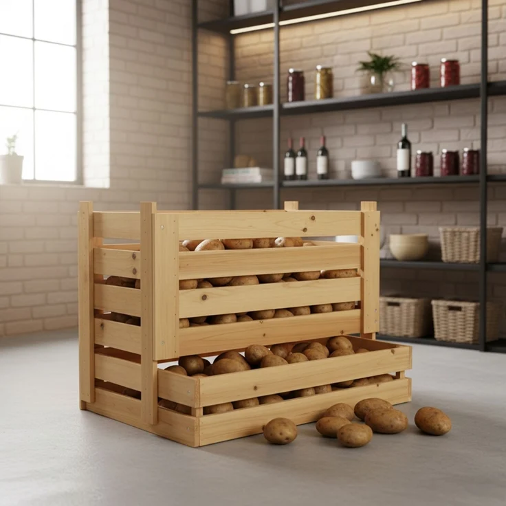 Universalkiste für Kartoffeln Wein Obst Äpfel Kartoffelkiste Vorratskiste Holz – Bild 1