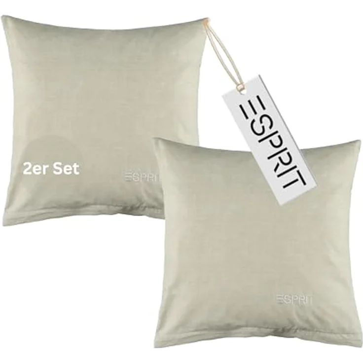 Esprit Bettwäsche HARP Renforcé Kissenbezüge und Bettwäsche, Baumwolle, 2 teilig, 40 x 40 cm 2er Pack in Grau – Bild 2