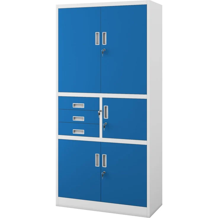 Jan Nowak Aktenschrank Metallschrank Büroschrank mit Tresor Zahlenschloss Schubladen abschließbar Stahlschrank Büro Ordnerschrank Lagerschrank für Aktenordner Dokumente 185 x 90 x 40 cm