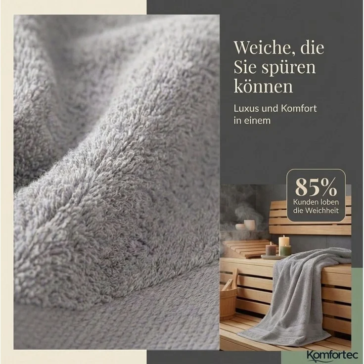 Komfortec Handtuch Set aus 100% Baumwolle, 4 Handtücher 50x100 cm und 4 Badetücher 70x140 cm, Frottee (Packung, 8-St), Duschtücher & Badehandtuch, Weich, Towel, Groß – Bild 2