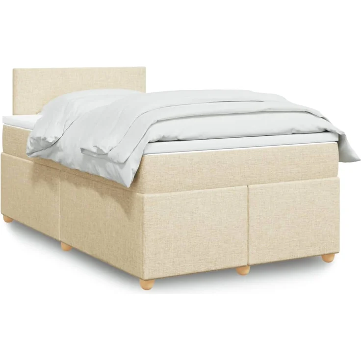 vidaXL Boxspringbett mit Matratze Creme 120x200 cm Stoff 3288945 – Bild 1