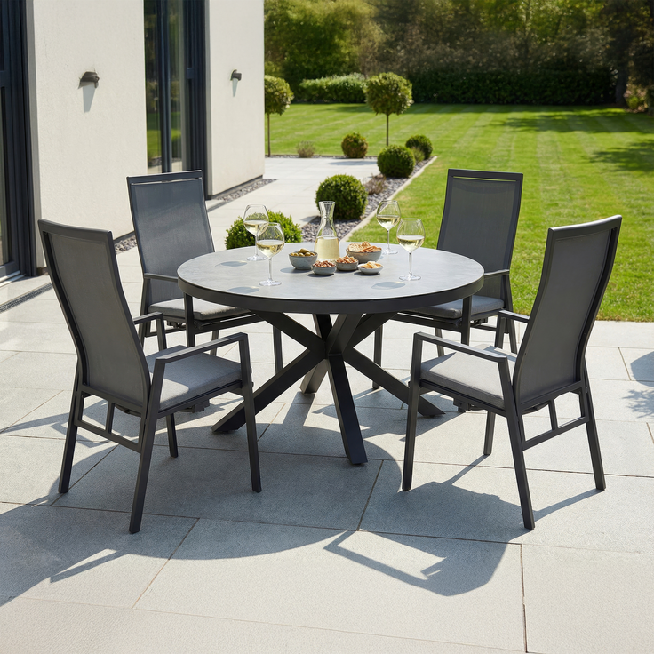 SUNFORT Positionsstuhl, 2 Stück, Gestell: Aluminium anthrazit, inklusive Sitzkissen hellgrau – Bild 5