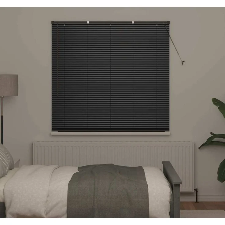 vidaXL Venezianische Jalousie Schwarz 175 x 145 cm 25 mm Aluminium 42006156 – Bild 3