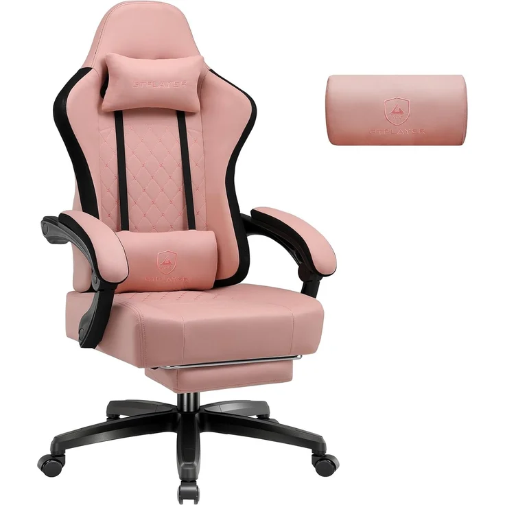 GTPLAYER Gaming-Stuhl Ergonomischer Gaming Sessel Schreibtischstuhl mit Stoffoberfläche (Pacekung), Federsitzkissen mit Fußstütze