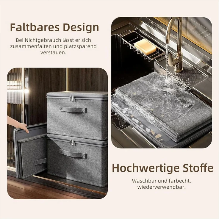 Luckice Aufbewahrungsbox Faltbare mit Deckel, Aufbewahrungsorganizer 45x30x30cm (Faltbarer Aufbewahrungsbehälter mit Deckel, Aufbewahrungsbox Veranstalter für Schlafzimmerschrank Regal), für Kleidung, Spielzeug, Süßigkeiten, Für Schlafzimmer & Regal – Bild 3
