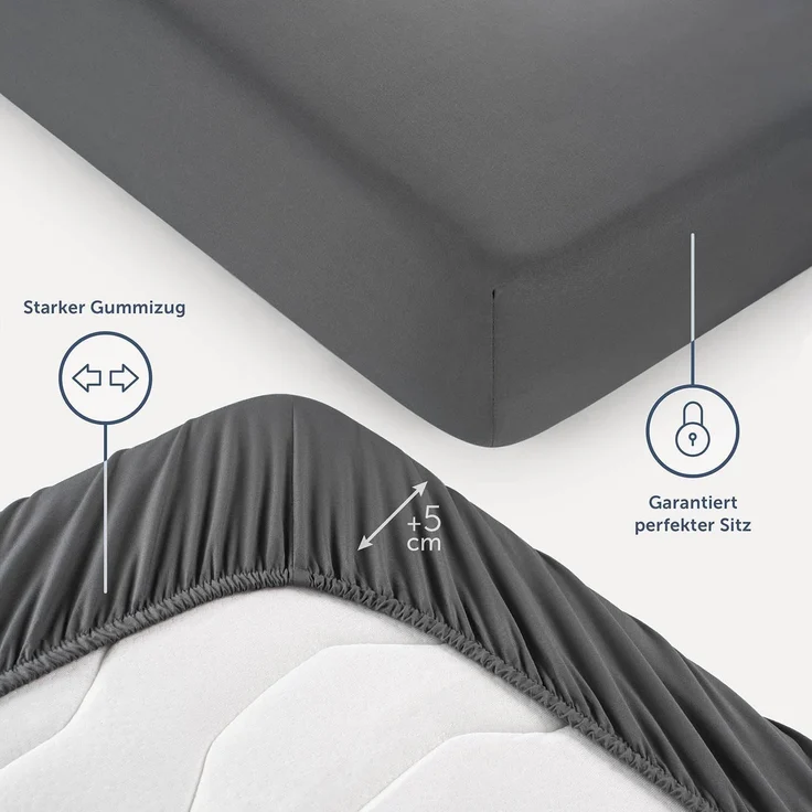 Blumtal® Mikrofaser Spannbettlaken 200x220 cm - Oekotex zertifiziertes Bettlaken 200x220 cm - Spannbetttuch 200x220 cm - Leintuch 200x220 cm - Bettlaken 200x220 - Bettbezug - Bettlaken Anthrazit – Bild 3
