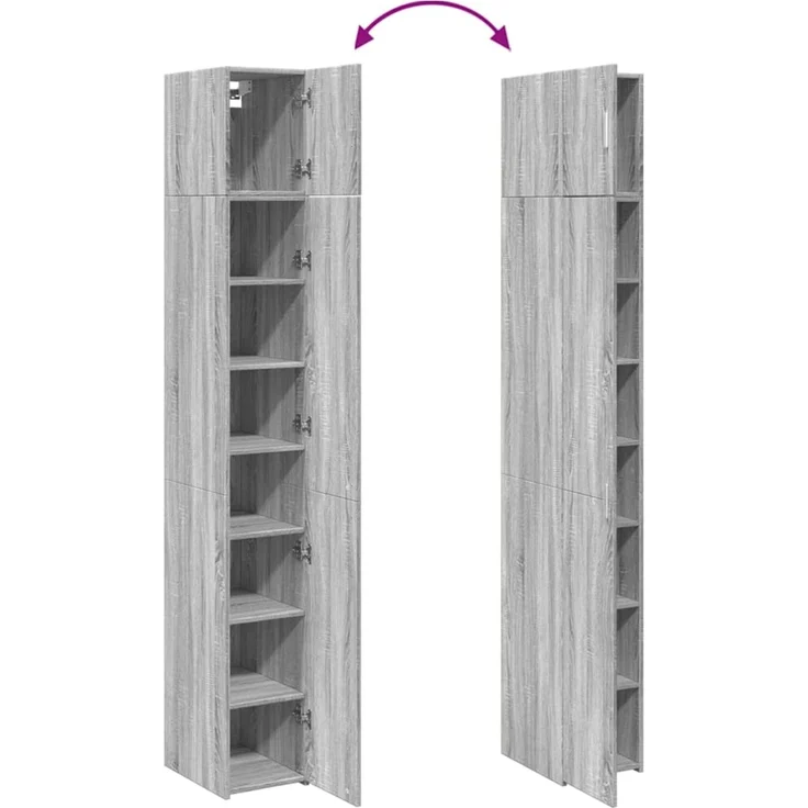 vidaXL Hochschrank Schmal Grau Sonoma 30x42,5x225 cm Holzwerkstoff 3281264 – Bild 9