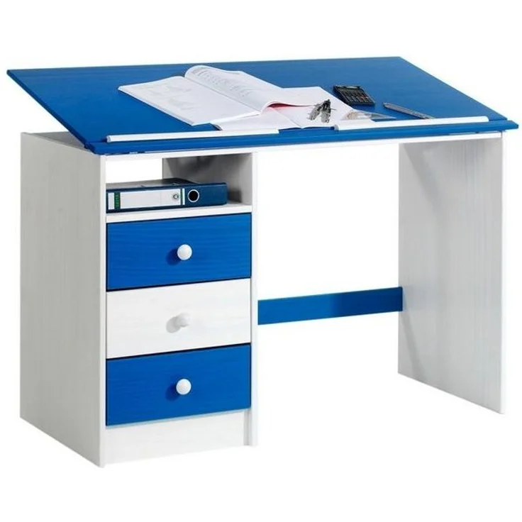 IDIMEX Kinderschreibtisch KEVIN, Kinderschreibtisch Schülerschreibtisch neigungsverstellbar Kiefer mass – Bild 3