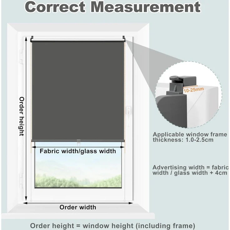 WOLTU Verdunkelungsrollo ohne Bohren, Klemmfix Thermorollo innen, Sicht- & Sonnenschutz Rollo, Schnurlos, Klemmrollo für Fenster & Türen, 70x150 cm, Anthrazit – Bild 7