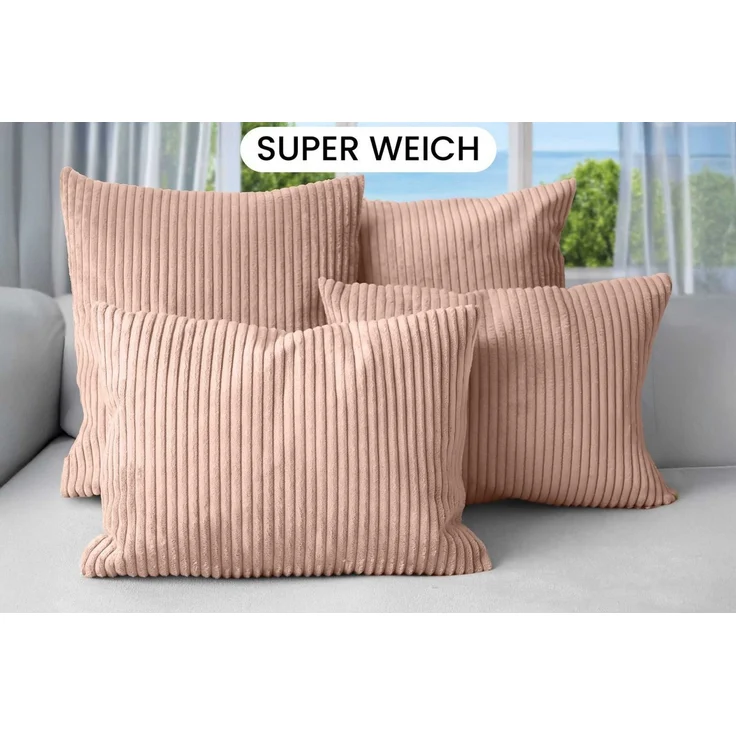 Amilian Dekokissen Sofakissen 4er Set mit Füllung - 2x 45x45 + 2x 35x45 cm, Hotelverschluss, waschbar, formstabil – Bild 2
