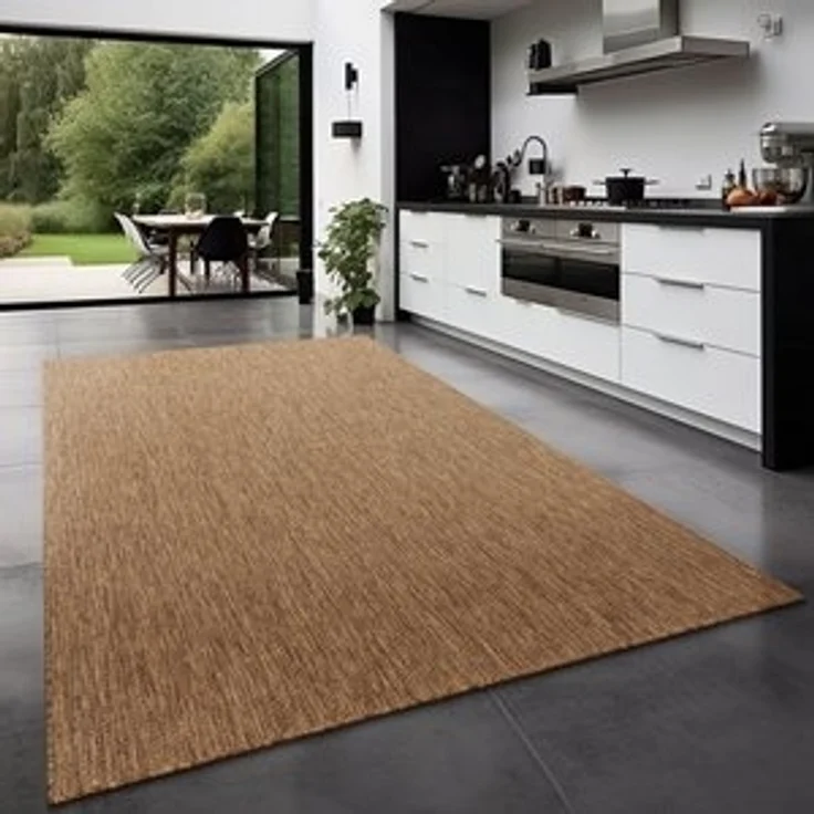 TT Home Teppich, Rechteckig, Höhe: 4 mm, Teppich Outdoor Wohnzimmer Esszimmer Balkon Wetterfest – Bild 6