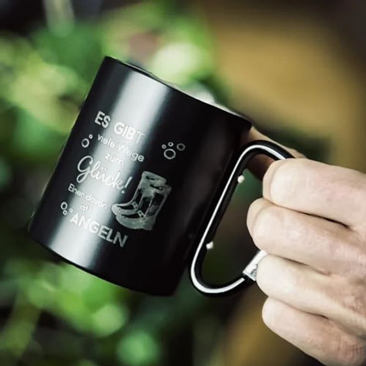 Spruchreif® Tasse Doppelwandige Edelstahltasse mit Karabinerhaken, Anglergeschenk – Bild 4