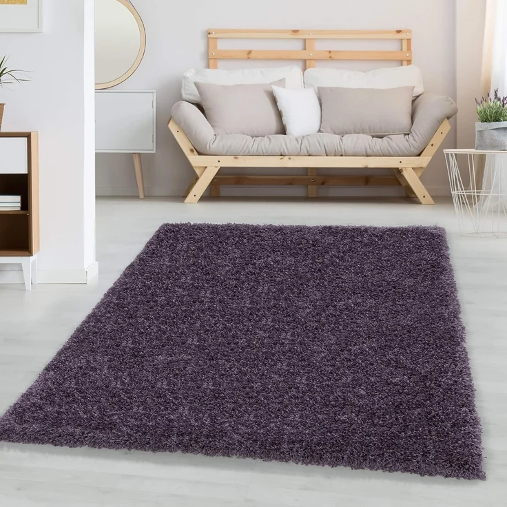 Carpetsale24 Shaggy Hochflor Teppich Wohnzimmer 120x170 cm Violett - Modern Flauschiger Teppich Extra Weich, Pflegeleicht und Einfarbig - Ideal als Teppich für Schlafzimmer, Esszimmer und Küche – Bild 1