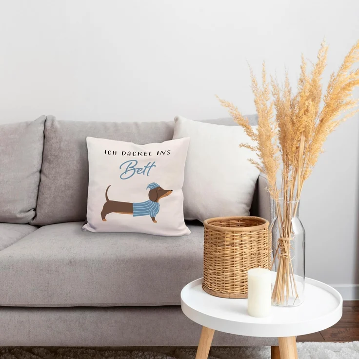 speecheese Dekokissen Dackel mit Pyjama Kissen mit Spruch Ich dackel ins Bett – Bild 7