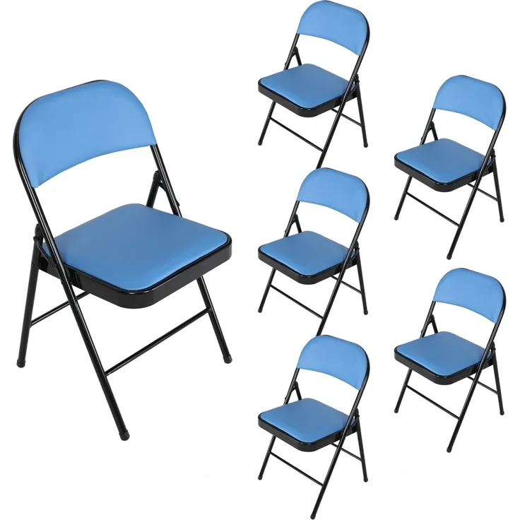 HTI-Living Wedigo Kunstleder Blau-Schwarz 6er-Set Klappstuhl