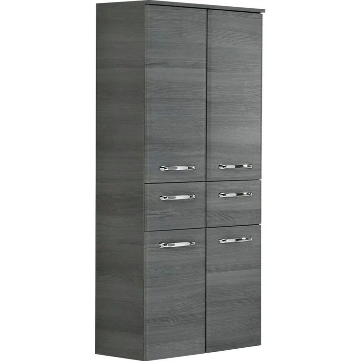 Saphir Midischrank Quickset Badschrank 60 cm breit, 141 cm hoch mit 4 Türen Badezimmer-Midischrank inkl. Türdämpfer, Griffe in Chrom glänzend – Bild 1
