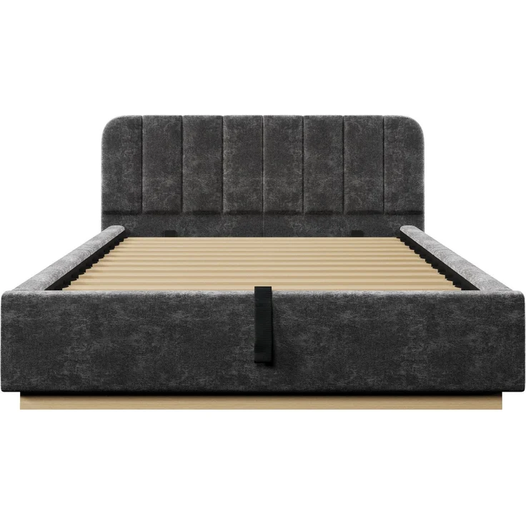 Polsterbett mit LED-Beleuchtung und Stauraum, 140x200 cm, gepolsterter Kopfteil, Stauraumbett, Chenille – Bild 8