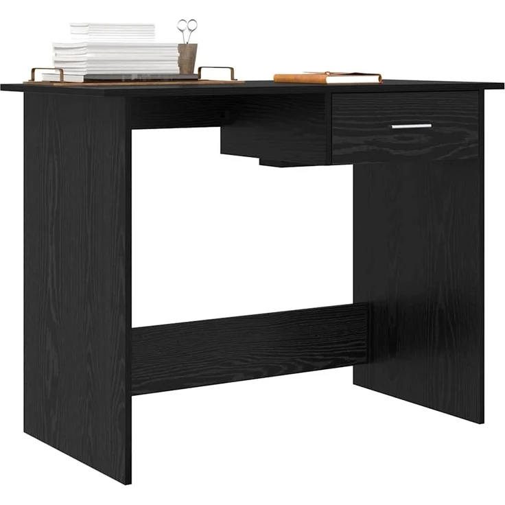 vidaXL Schreibtisch mit Speicher Schwarz Eichen-Optik 100 x 50 x 76 cm 875250 – Bild 2