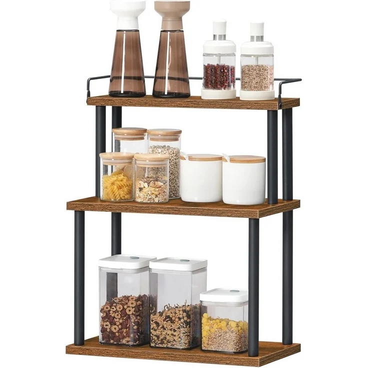 Hoobro Gewürzregal Küchenregal, Aufbewahrungsregal mit 3 Ebenen, Schreibtisch Organizer für Küchenarbeitsplatte, Schreibtisch, Arbeitszimmer, Büro – Bild 5