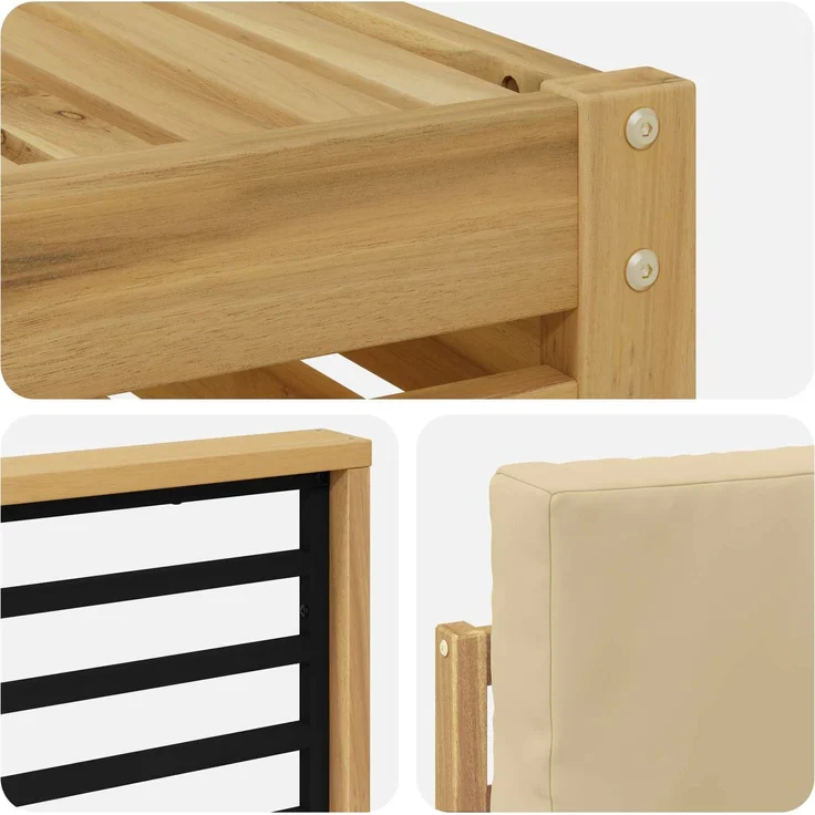 vidaXL Outdoor-Sofagarnitur 7 stk. 6-Sitzer Weiß und Beige 3392208 – Bild 6
