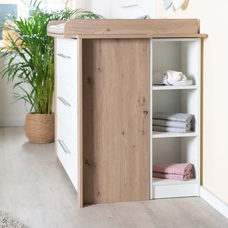 roba Wickelkommode 'Malo' breit - inkl. Wickelansatz - 3 Schubladen - Weiß – Bild 3