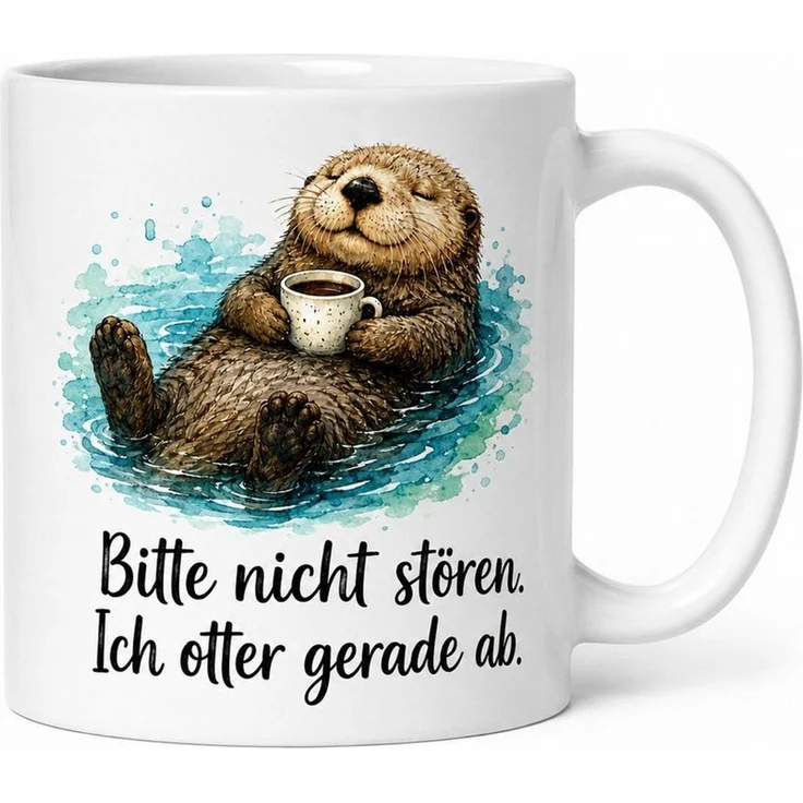 WS-Trend Tasse Otter Kaffeetasse - Geschenkidee mit Spruch - weiss aus Keramik 330 ml, Keramik – Bild 1