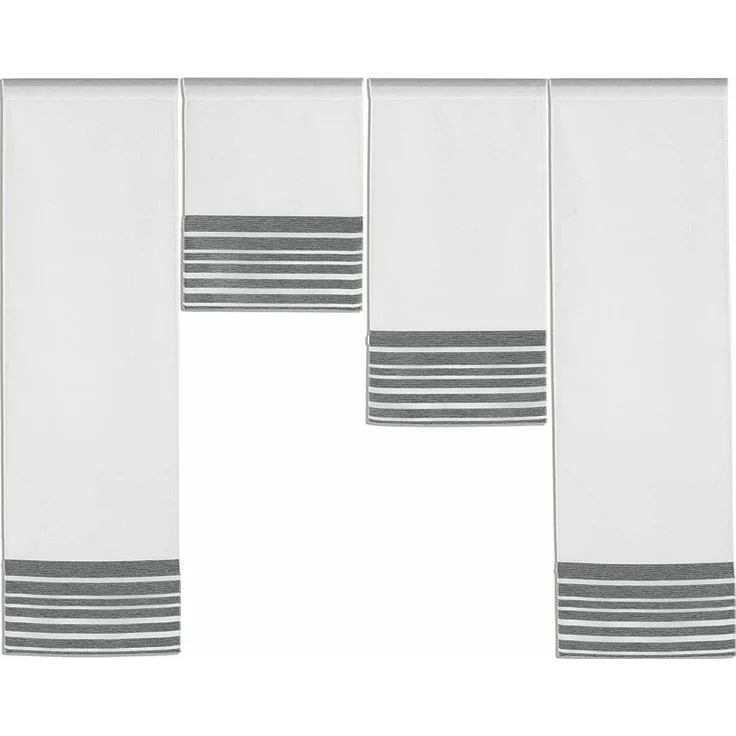 EXPERIENCE Scheibengardine Design Mini Flächenvorhang Set anthrazit 4028 4-tlg (4 St), Stangendurchzug, halbtransparent – Bild 3
