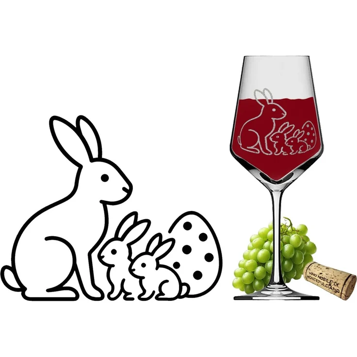 eXODA Weinglas Osterhasen-Weinglas 350ml - niedliche Tiere spülmaschinenfest, 1-tlg, Glas, Atemberaubende Darstellung – Bild 3