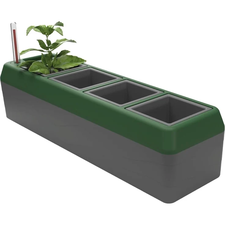BioGreen Fensterbank-Kräuterbeet Provence Kunststoff 42 x 12 x 11 cm grau-grün – Bild 1