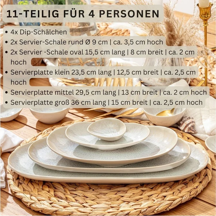 SÄNGER Steingut Servierplatten Set Korfu 11 teilig – Bild 1