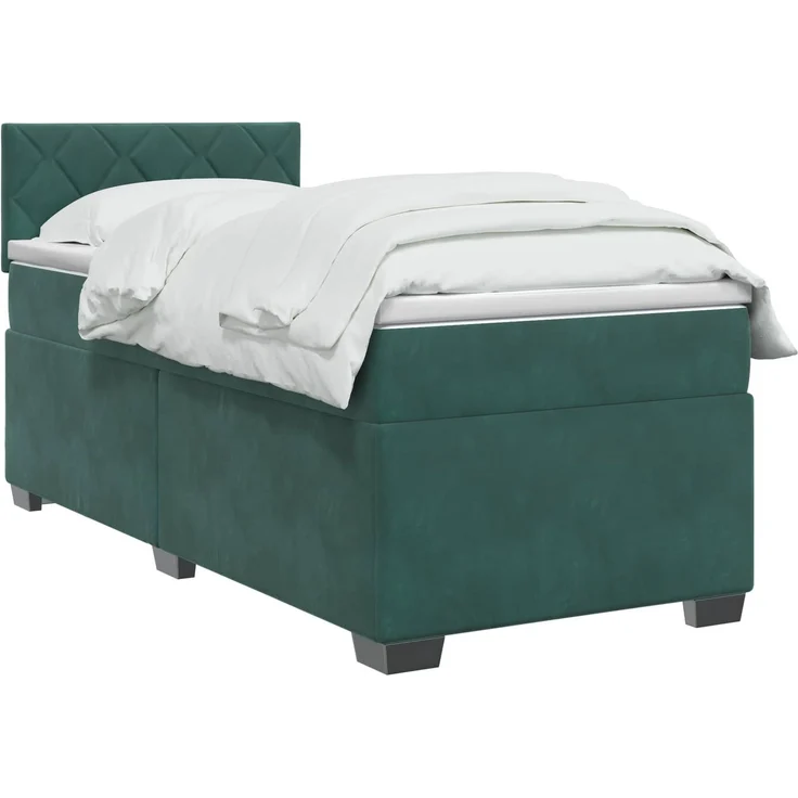 vidaXL Boxspringbett mit Matratze Dunkelgrün 90 x 200 cm Samt 3450647 – Bild 3