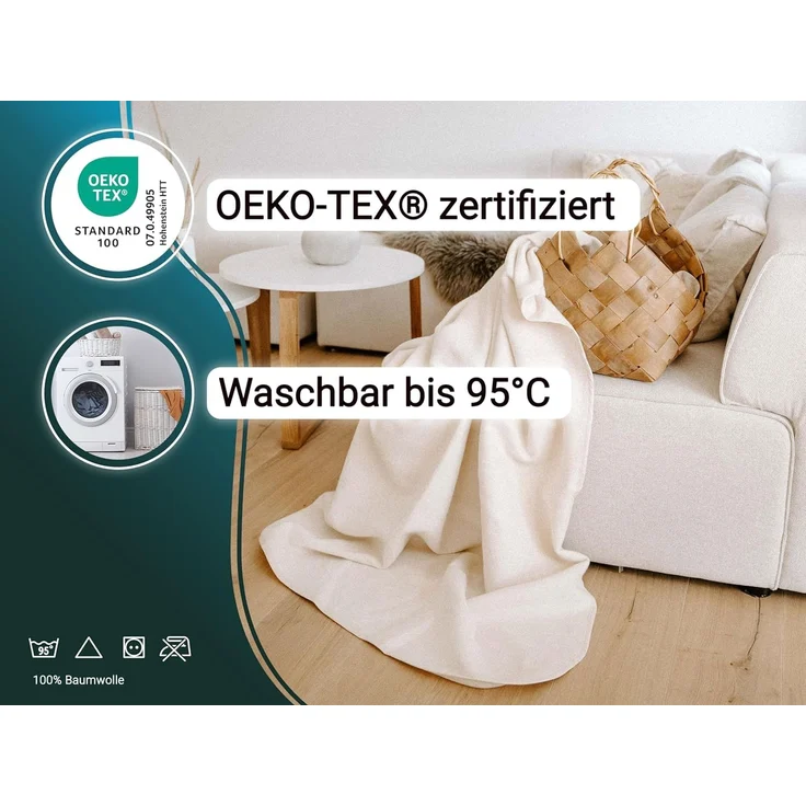 Wohndecke, ZOLLNER, 160 x 200 cm, 100% Baumwolle, vom Hotelwäschespezialisten – Bild 2