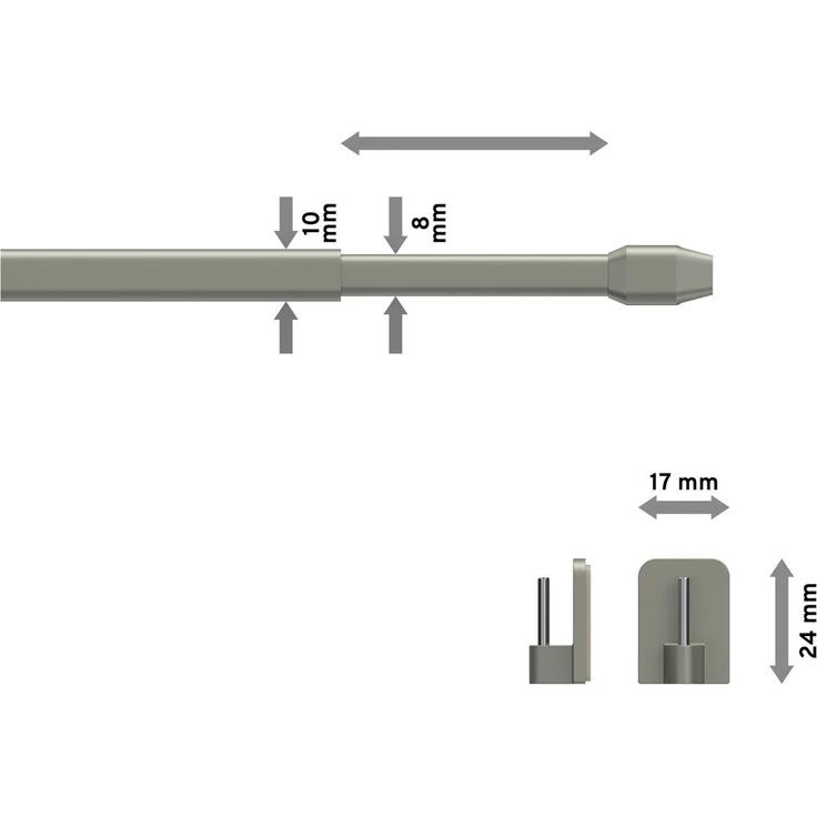 INTERDECO Vitragestange Geno, ausziehbar, Fensterflügel-Montage, Metall, Silbergrau, 2 Stk / Packung, 10/8 – Bild 3