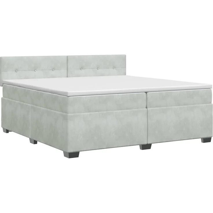 vidaXL Boxspringbett mit Matratze Hellgrau 200 x 200 cm Samt 3450782 – Bild 2