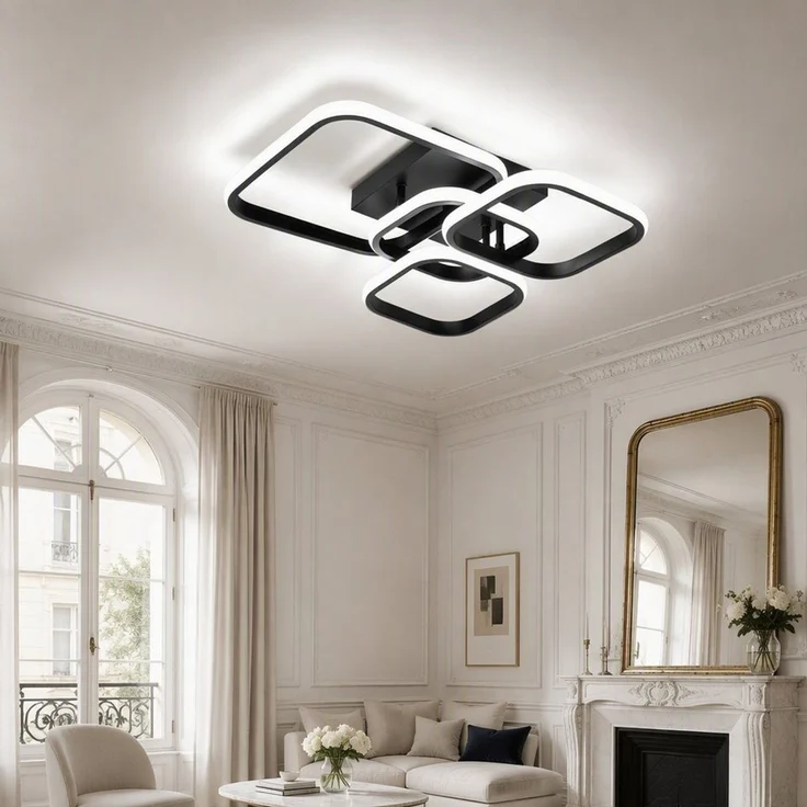 BlingBin LED Deckenleuchte 46cm DeckenLampe 34W 1895 lm, sandschwarz, 3000 K, LED fest integriert, Tageslichtweiß, Modern Deckenlampe 3000K für Wohnzimmer Küche Flur – Bild 1