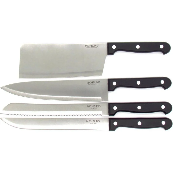 Michelino Messer-Set 15-teiliger Messerblock, 7x Küchen- 6x Steakmesser 1 Wetzstahl 1 Messerblock – Bild 3