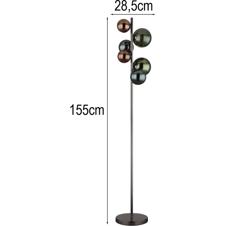 Stehleuchte RIHA Anthrazit 6-flammig mit bunten Glaskugeln, Höhe 155cm – Bild 4