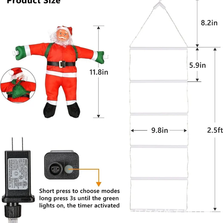 ABC Weihnachts-Lichterleiter mit Weihnachtsmann, 1 m, warmweiß – Bild 4