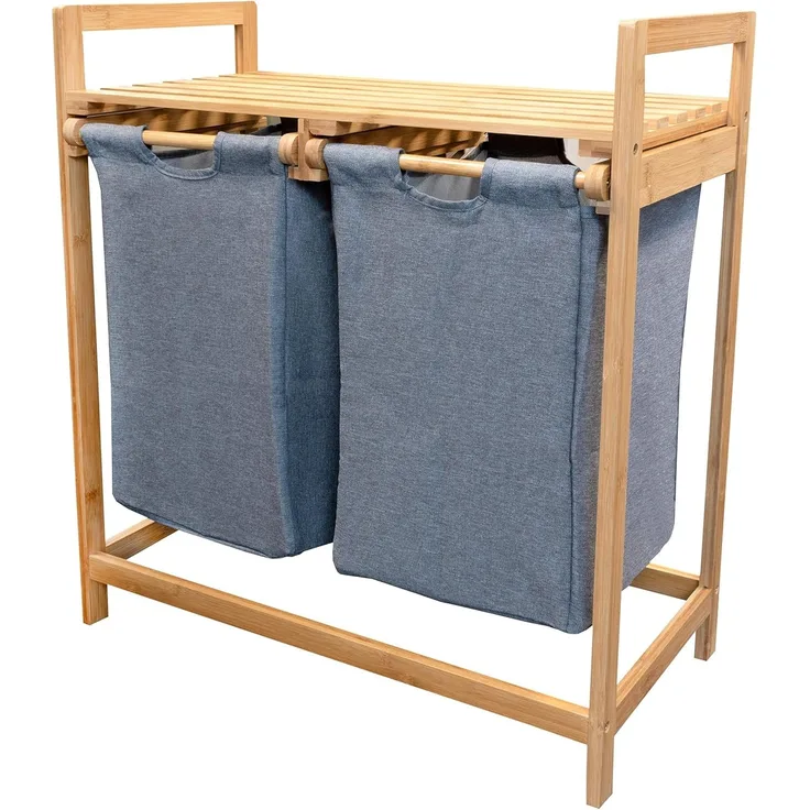 osoltus Bali Bambus Holz Wäschesortierer Wäschesammler 75 cm