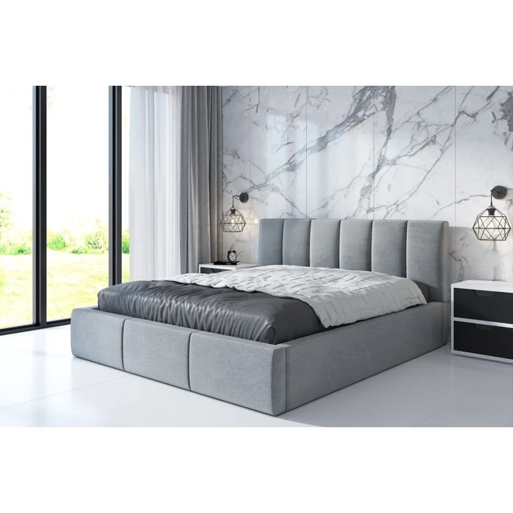 Polsterbett LISI-OM 120x200 mit Bettkasten und Lattenrost. Farbe: Silber 15 – Bild 2